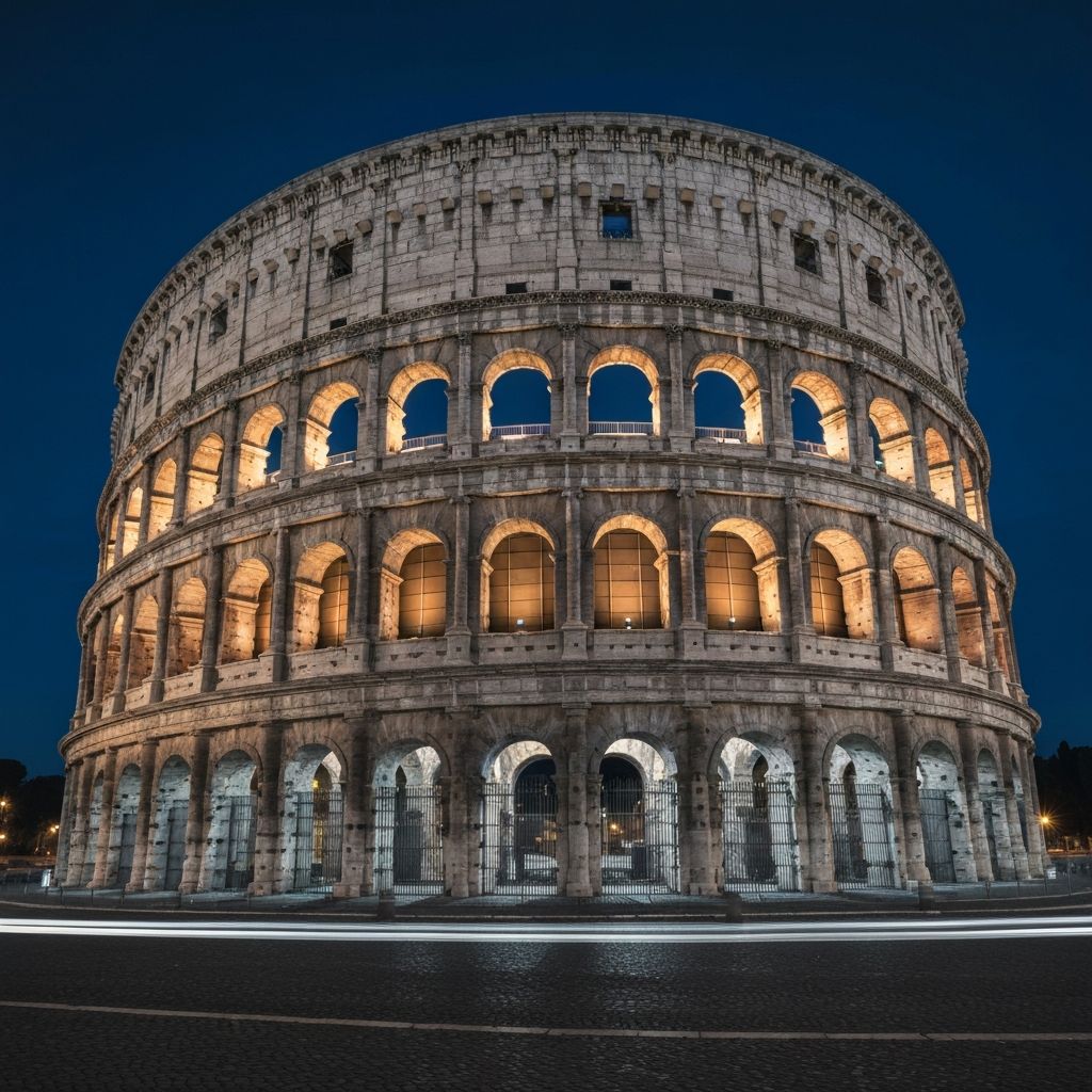 Colosseum illuminated at night